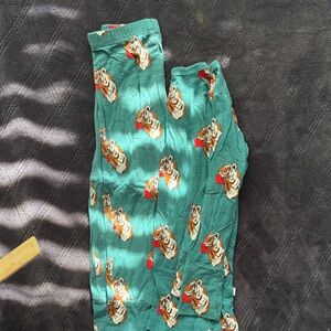 Green Pajama Pants with Tiger Print
